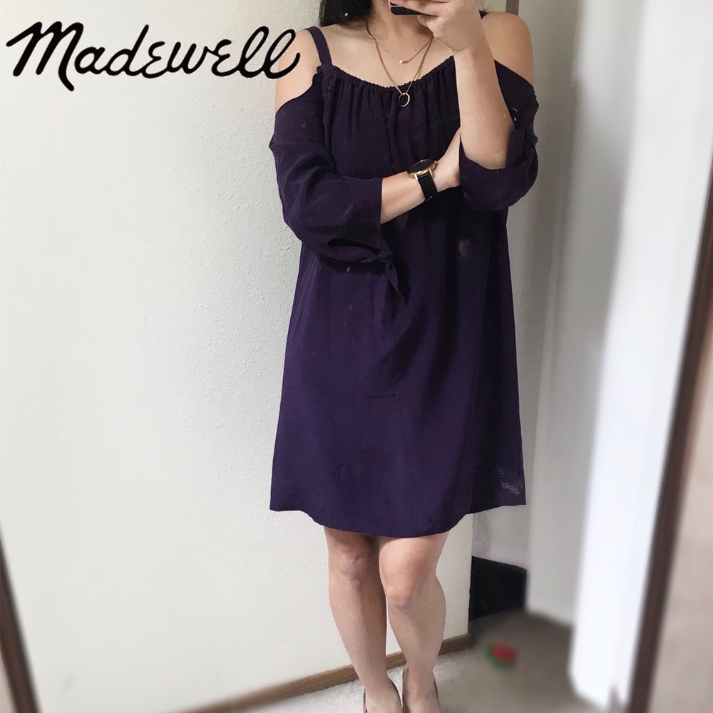 NWT Madewell Cold Shoulder Silk Shift Dress - 6